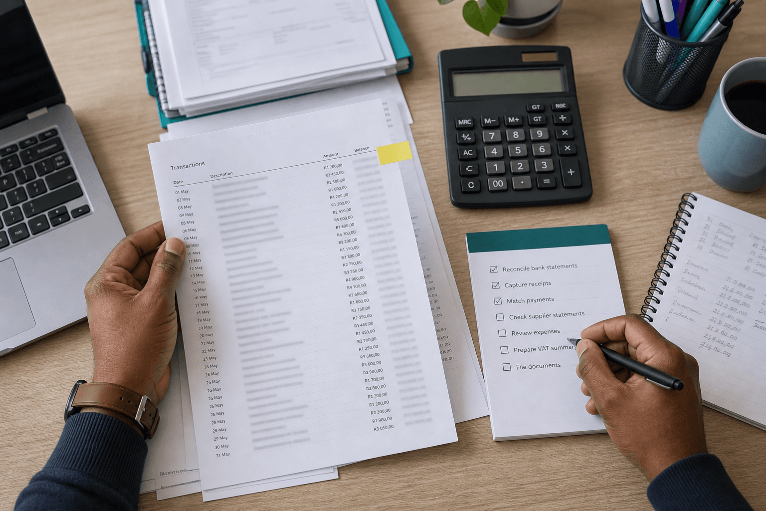 Accounting records being organised through a repeatable workflow